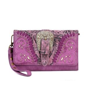 Montana West Buckle Collection Wallet/Crossbody Purple